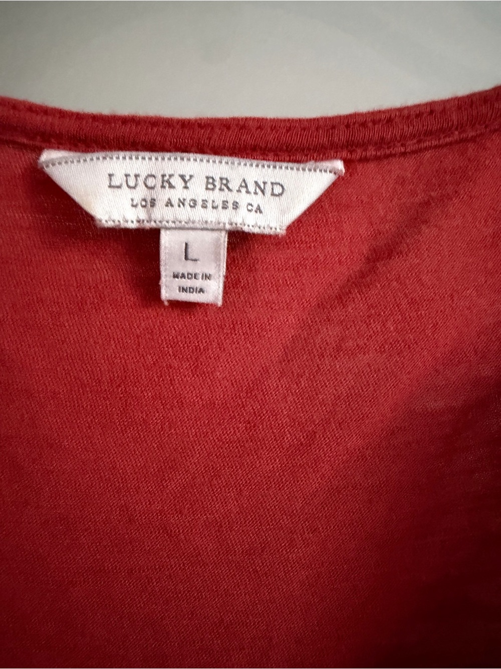 Lucky Brand L Coral Embroidered Tie-Shoulder Boho Peasant Blouse - Picture 7 of 7
